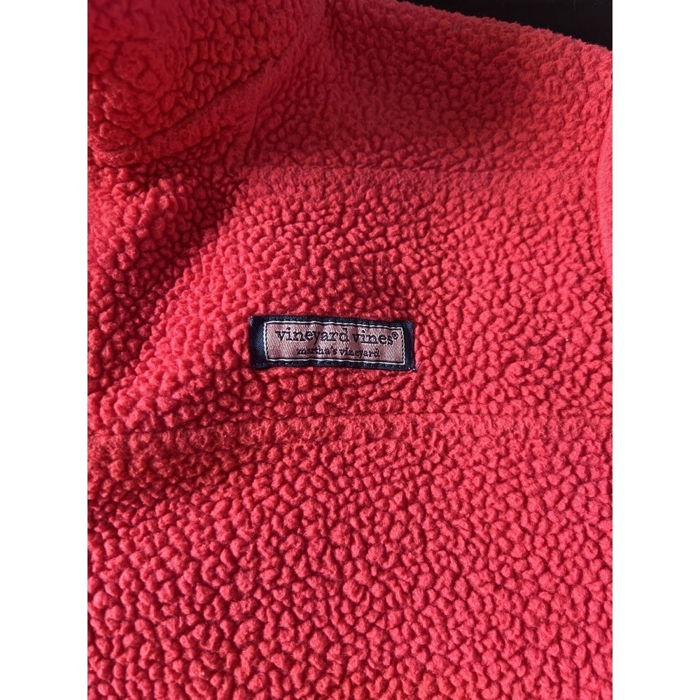 Vineyard Vines Women Red And Pink Pullover 1/4 Zip Sherpa Sweater Size Small - Picture 7 of 10